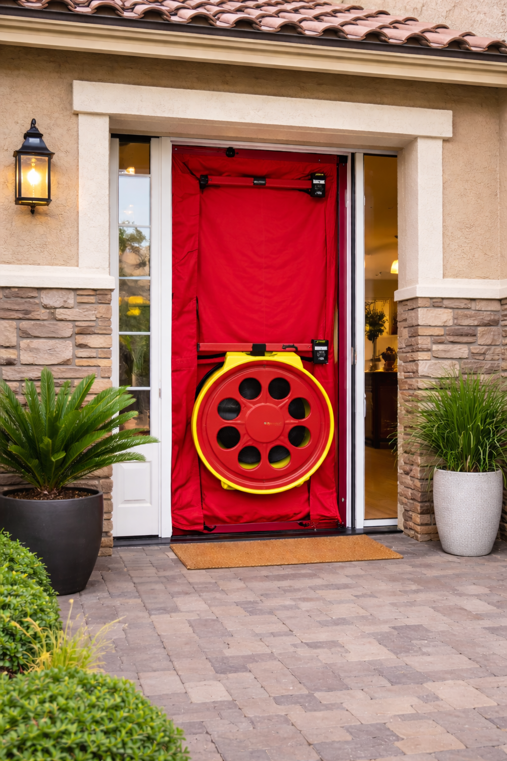 Residential blower door test.
