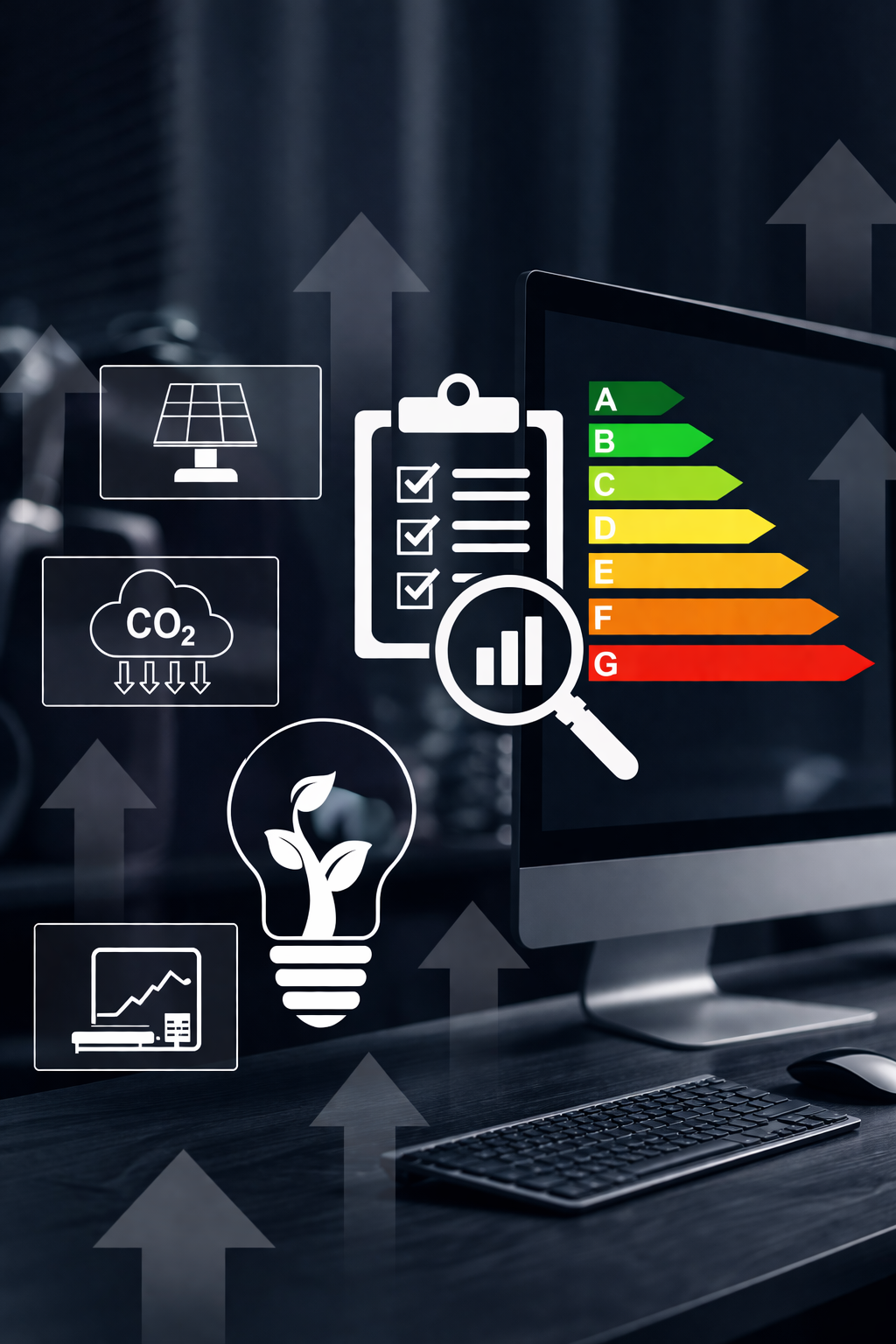 Image of computer and energy saving tips.