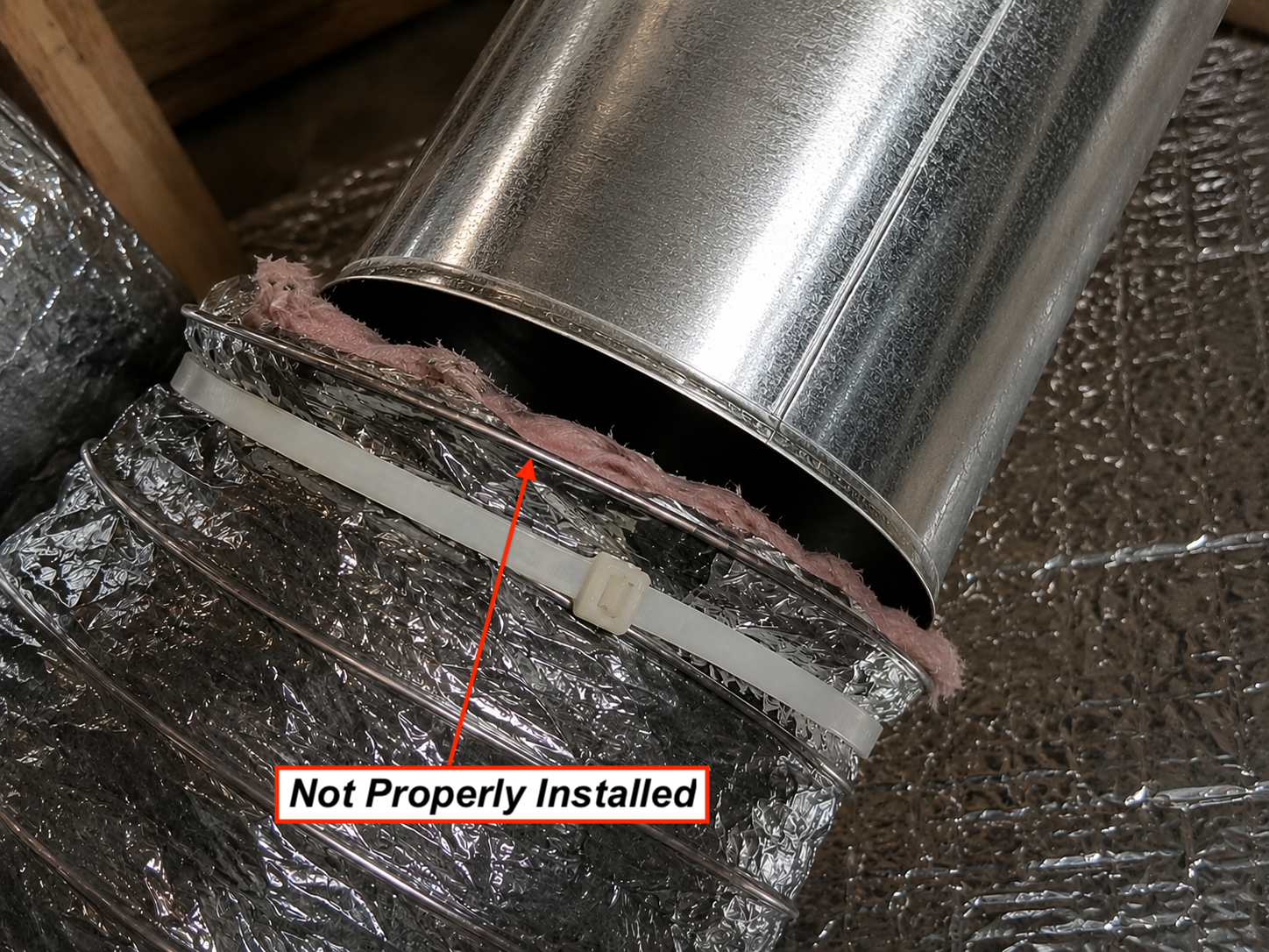 Duct work not attached properly.